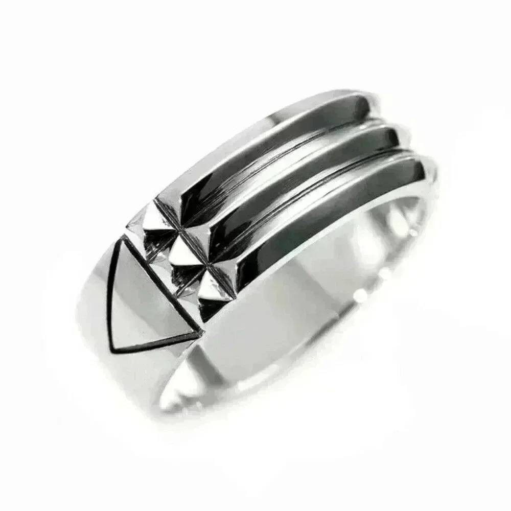 Rugged Men's 925 Silver Stamped Band Ring - Picture 2 of 2